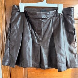 Express High Waisted Faux Leather Pleated Mini Skirt